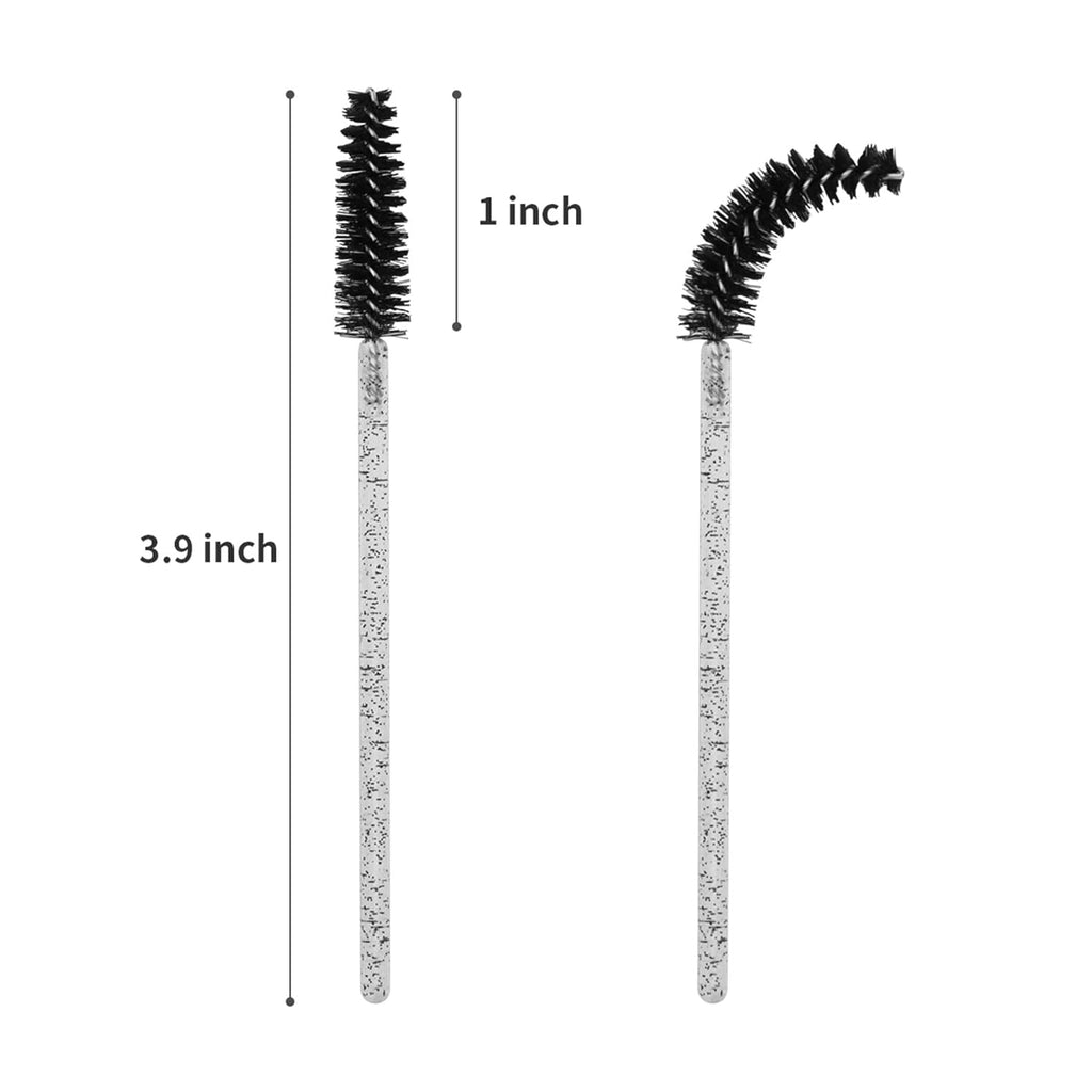 100PCS Disposable Eyelash Brush, Mascara Wands Makeup Brushes Applicators Kits for Eyelash Extensions and Eyebrow Brush with Container (Black)